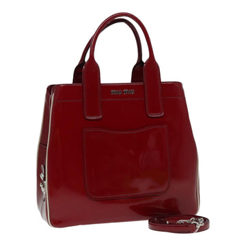 MiuMiu Hand Bag Enamel Red Auth bs16416