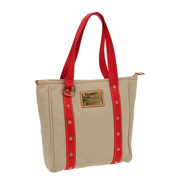 LOUIS VUITTON Antigua Cabas MM Tote Bag Beige Red M40035 LV Auth bs16455