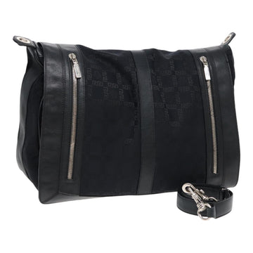 GIANNI VERSACE Shoulder Bag Canvas Black Auth bs16526