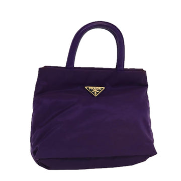 PRADA Hand Bag Nylon Purple Silver Auth bs16543