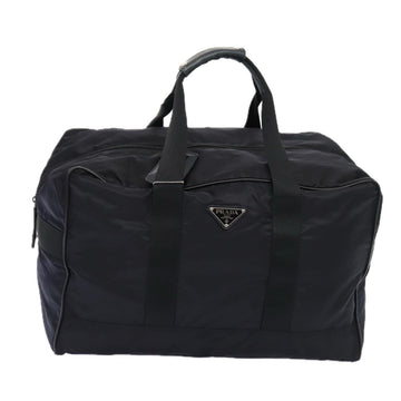 PRADA Boston Bag Nylon Black Silver Auth bs16548