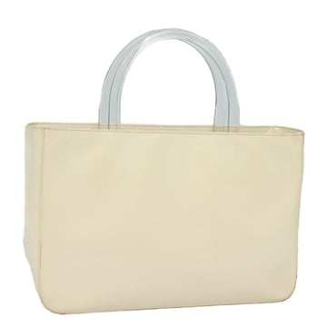 PRADA Hand Bag Enamel Silver White Auth bs16622