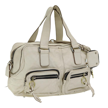 Chloe Hand Bag Leather White Auth bs16705