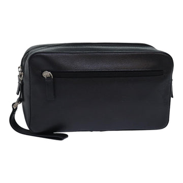 GIANNI VERSACE Clutch Bag Leather Black Auth bs16724