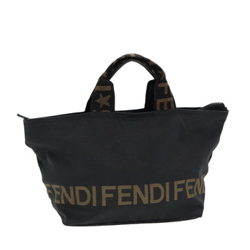 FENDI Hand Bag Nylon Black Silver Auth bs16735