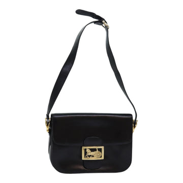 CELINE Horse Carriage Shoulder Bag Leather Black Auth bs16745