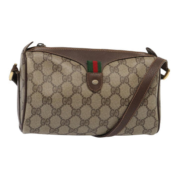 GUCCI GG Supreme Web Sherry Line Shoulder Bag PVC Beige Gold Auth bs16981