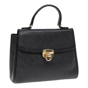 GIANNI VERSACE Hand Bag Leather Black Gold Auth bs17022