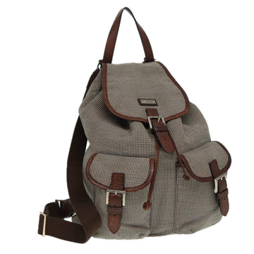 BURBERRYSs Backpack Canvas Brown Silver Auth bs17110