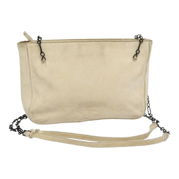 PRADA Chain Shoulder Bag Suede Beige Silver Auth bs17129