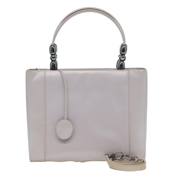 CHRISTIAN DIOR Maris Pearl Hand Bag Enamel 2way Silver Auth bs17264