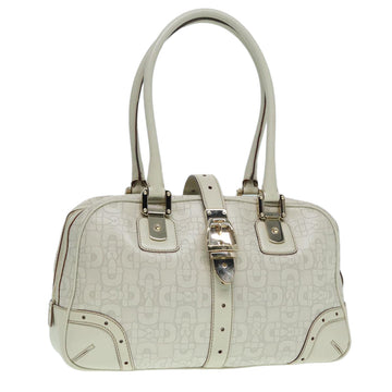 GUCCI Horsebit Shoulder Bag Leather Gold White 145770 Auth bs17324