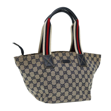 GUCCI GG Canvas Sherry Line Tote Bag Red Navy Silver 131228 Auth bs17358