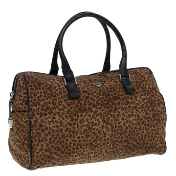 BOTTEGAVENETA Leopard Hand Bag Nylon Brown Auth bs17362