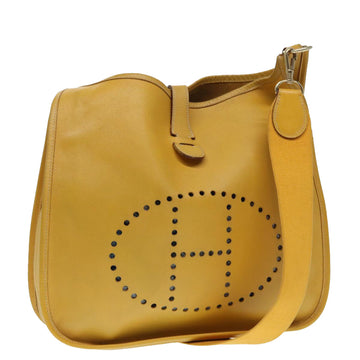 HERMES Evelyn PM Shoulder Bag Leather Yellow Gold Auth bs17364