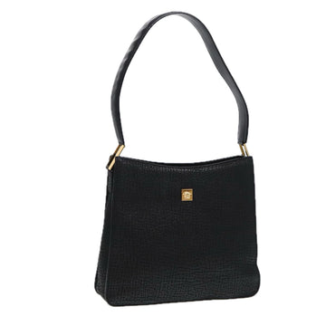 GIANNI VERSACE Shoulder Bag Leather Black Gold Auth bs17430