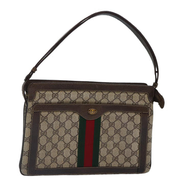 GUCCI GG Supreme Web Sherry Line Shoulder Bag PVC Beige Red Green Auth bs17435