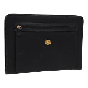 BURBERRYSs Clutch Bag PVC Black Gold Auth bs17440