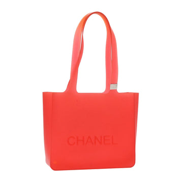 CHANEL Tote Bag Rubber Red CC Auth bs17509