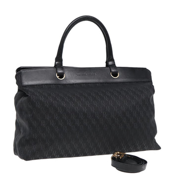 BOTTEGA VENETA Hand Bag Nylon 2way Black Gold Auth bs17666