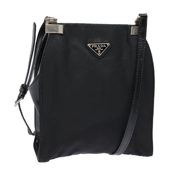 PRADA Shoulder Bag Nylon Black Silver Auth bs17672