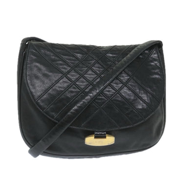 BALLY Shoulder Bag Leather Black Auth bs9505