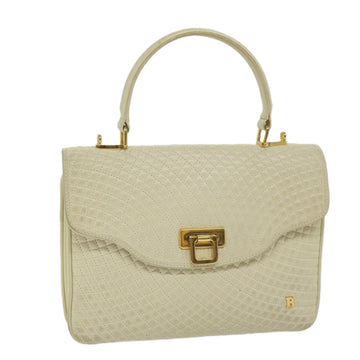 BALLY Quilted Hand Bag Leather Beige Auth bs9678