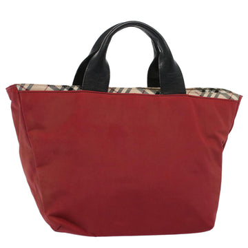 BURBERRY Nova Check Blue Label Tote Bag Nylon Red Auth bs9767