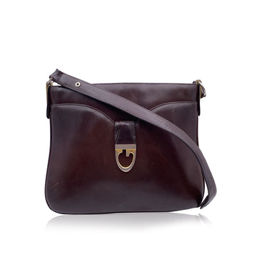 GUCCI Vintage Dark Brown Leather Shoulder Bag Handbag