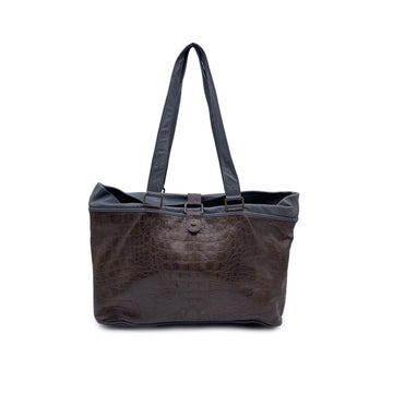 Marianelli Vintage Grey Embossed Leather Tote Shoulder Bag