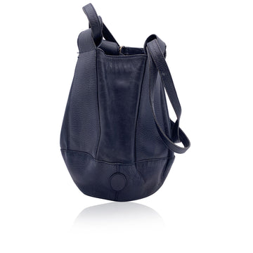 Cartier Vintage Blue Leather Drawstring Bucket Shoulder Bag
