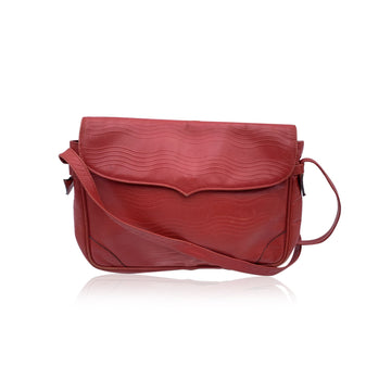 VALENTINO Garavani Vintage Red Embossed Leather Shoulder Bag