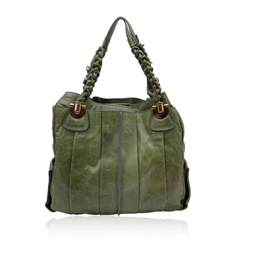 CHLOE Green Leather Heloise Tote Shoulder Bag