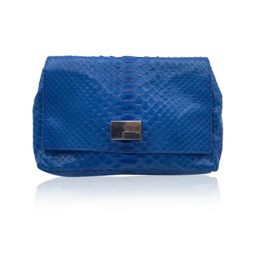 Orciani Blue Leather Small Crossbody Bag With Chain Strap