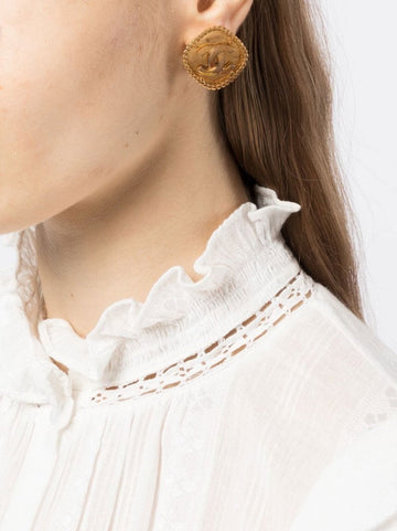 Gold Rhombus Logo Clip-on Earrings