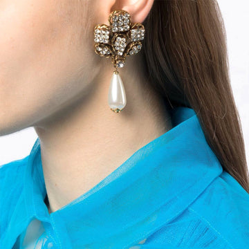 Pearl and Rhinestone Earrings