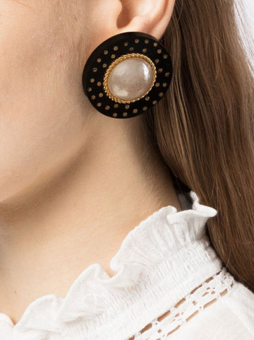 Studded Bakelite Pearl Clip-on Earrings