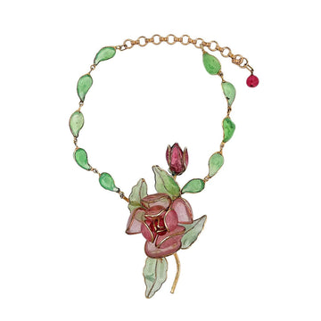 Gripoix Glass Flower Necklace