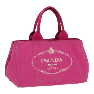 PRADA Canapa MM Hand Bag Canvas Pink Auth cl843