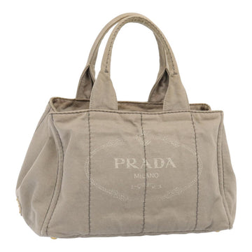 PRADA Canapa MM Hand Bag Canvas Gray Auth cl844