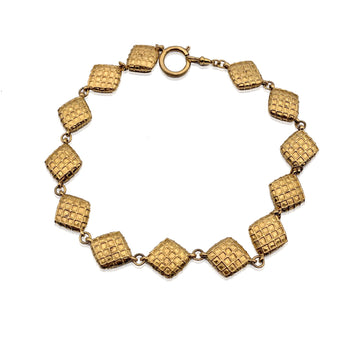 CHANEL Vintage Gold Metal Quilted Collier Collar Necklace