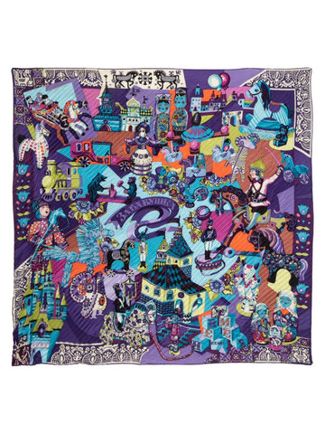 HERMES Graphic Pleated Scarf Multi