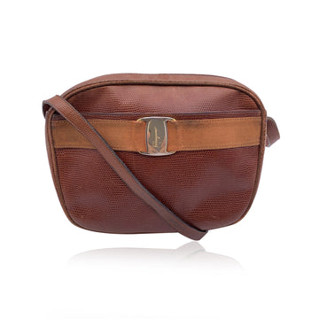 SALVATORE FERRAGAMO Vintage Brown Leather Vara Messenger Shoulder Bag