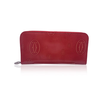 Cartier Burgundy Patent Leather Happy Birthday Wallet Coin Purse