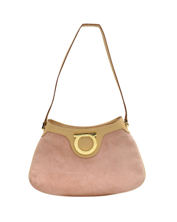 Pale Pink Suede Vintage Handbag