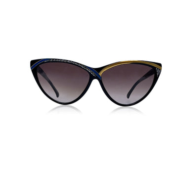 Premier Vintage Black Acetate Sunglasses With Crystals Mod. Horizon