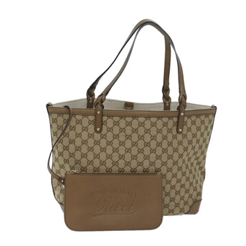 GUCCI GG Canvas Tote Bag Beige 211975 Auth ep3854