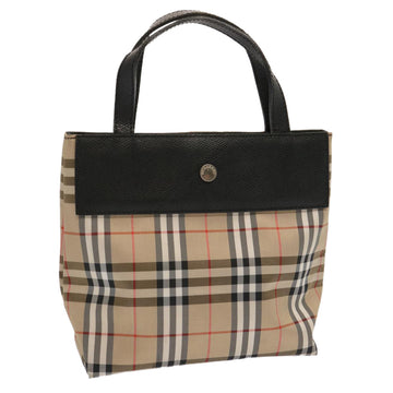 BURBERRY Nova Check Hand Bag Nylon Beige Auth ep4001