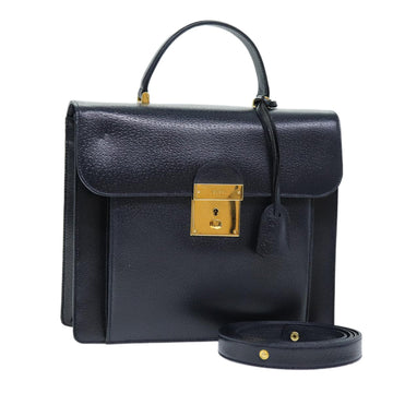 GUCCI Hand Bag Leather 2way Navy Auth ep4002