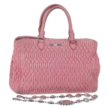 MIU MIU Materasse Hand Bag Leather 2way Pink Auth ep4153